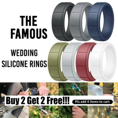 Medical Grade Silicone Wedding Ring Men's Flex Fit Sport Rubber Band 8-13# Size