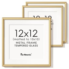 Fun Memories 12x12 Gold Metal Picture Frame Set of 3 for Photos Art