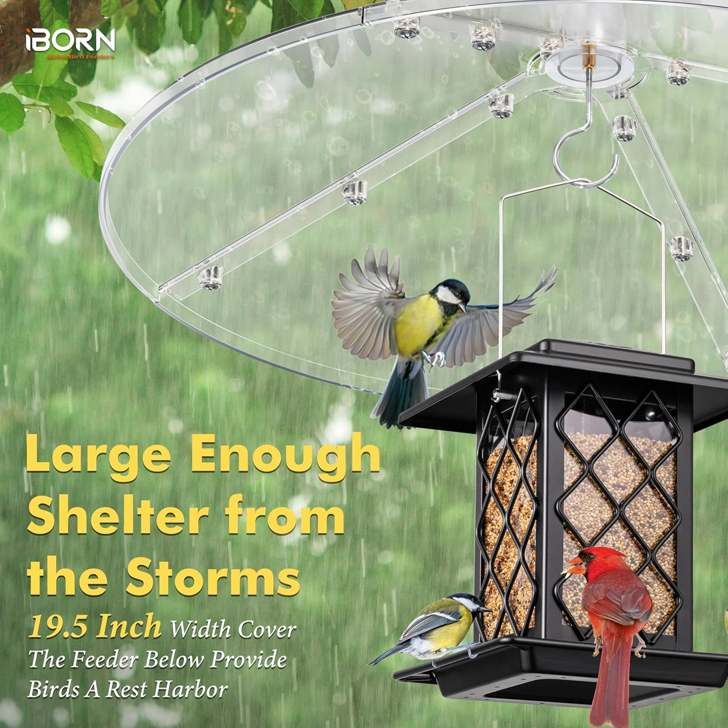 Baffles for Bird Feeders, 19.5” Oversized Bird Feeder Cover for Rain Guard, Bird