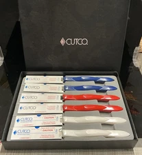 Set of 6 CUTCO 1759 Serrated Table Knives - RARE Red White Blue Limited Edition