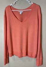 "NEW" ATHLETA sz L Sunrise V-Neck Peach Lightweight Sweatshirt