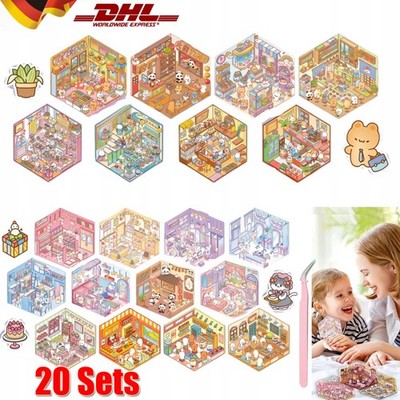 20 Sets 3D House Stickers Miniature Scene Stickers DIY Stressabbau Kreativität
