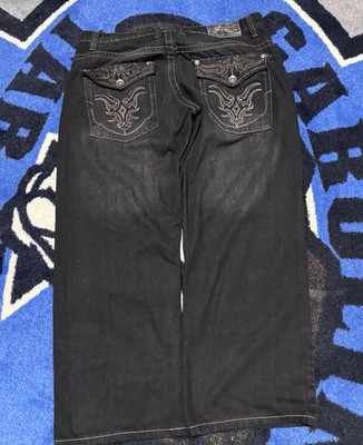 Vintage Y2K Denim Jeans Embroidered  NBN Southpole Style Baggy Wide Leg Tribal