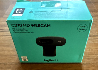 Logitech C270 HD Webcam 720p 30fps USB-A Built-in Mic NEW SEALED