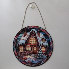 Hanging Acrylic Christmas House Decoration With Iron Chain Ornament