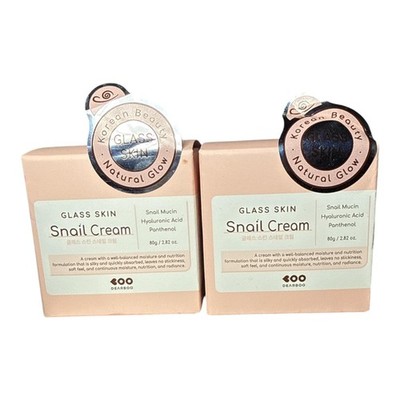 Set of 2 Dearboo Glass Skin Snail Cream 2.82oz K Beauty Hyaluronic Acid NEW 2028
