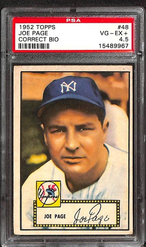 1952 TOPPS #48 JOE PAGE CORRECT BIO PSA 4.5 VG-EX 15489967