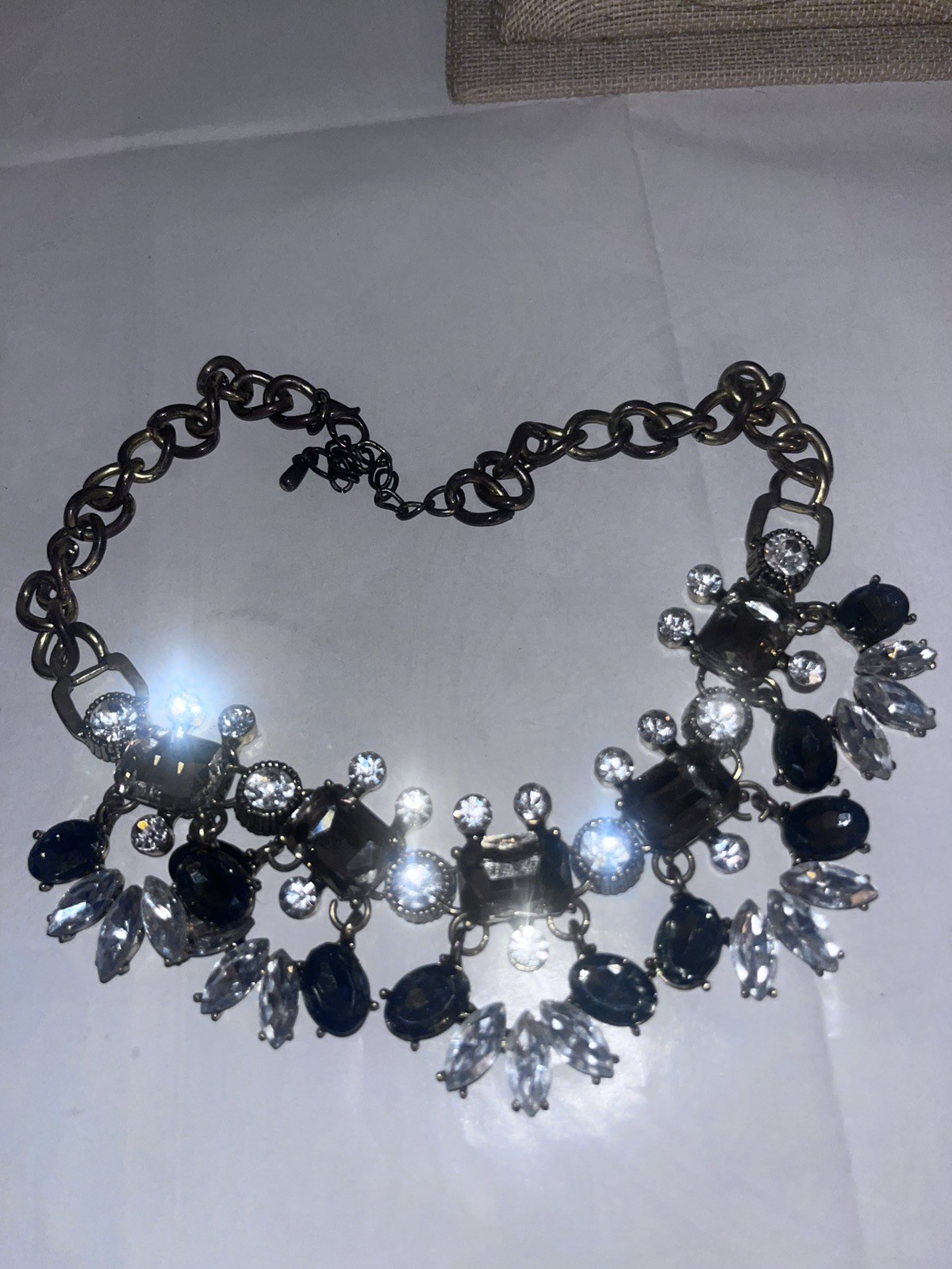 Multicolored Rhinestone Statement Necklace 20” Lo… - image 5