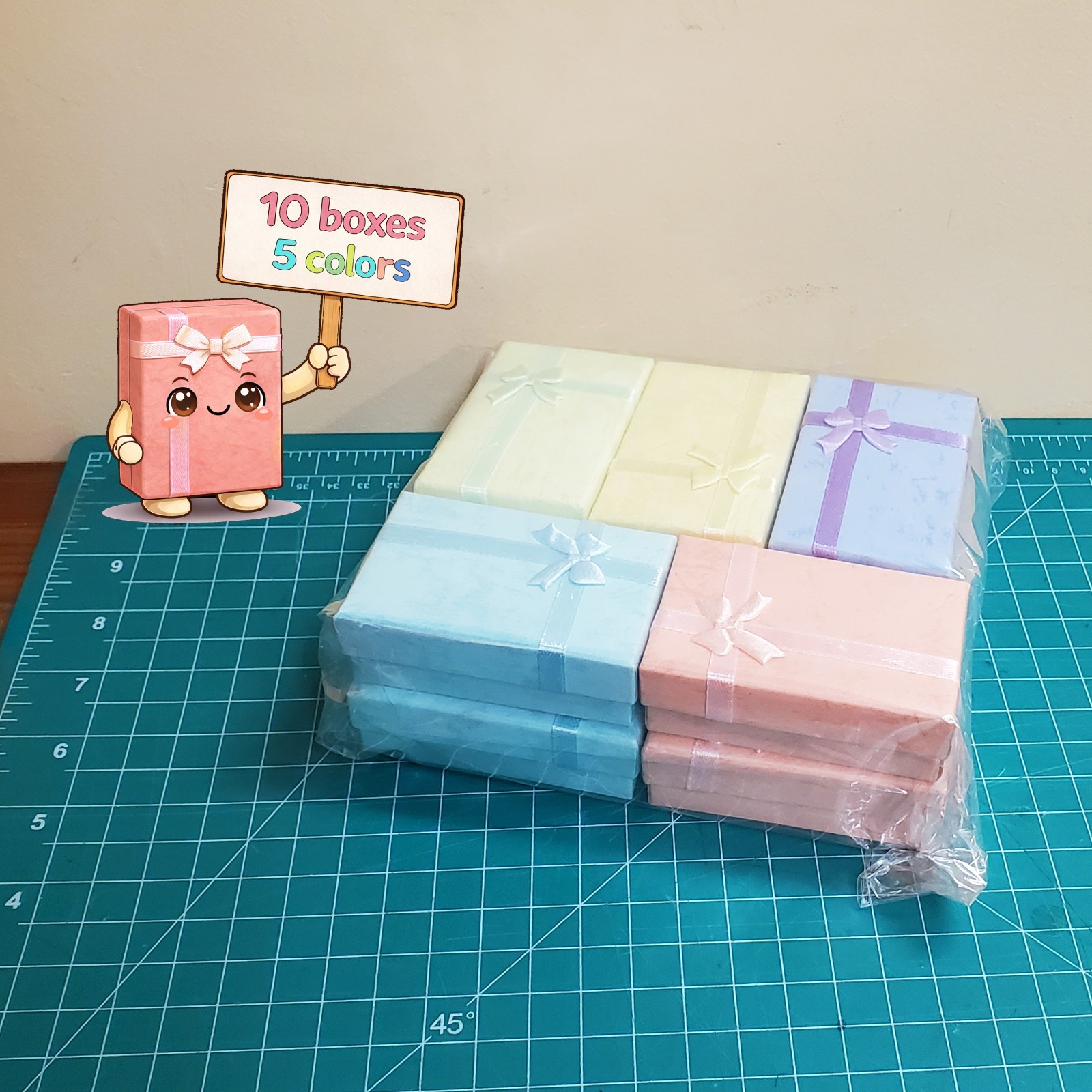 Rectangle Jewelry Gift Boxes ✦ 10 pcs ✦ 5 pastel colors ✦ 3 x 2 x 1 inch box lot