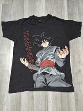 Camiseta de anime Dragon Ball Z Super Goku estampado kanji para hombre talla mediana negra roja