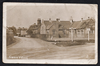 Postcard Kinson Village Bournemouth Dorset pub school signpost 1905 RP damaged