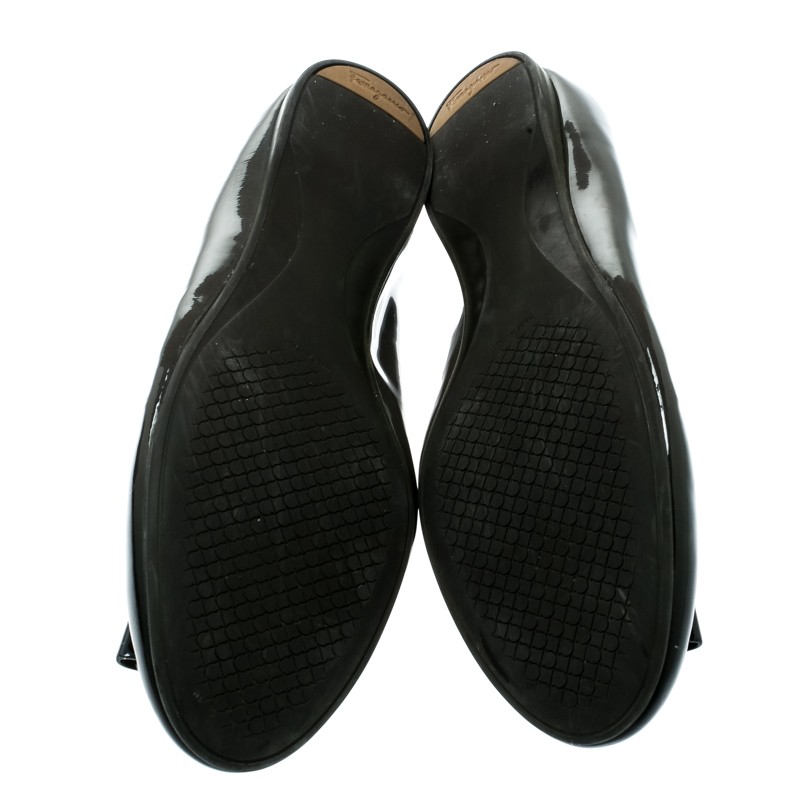 Salvatore Ferragamo Dark Grey Patent Leather Degrade Ballet Flats Size 38.5 image 6