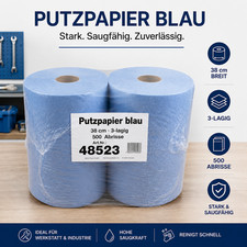 Putzpapier blau Putztuchrollen 3 Lagig 38,0x3...