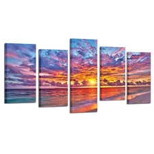 KREATIVE ARTS - 5 Pieces Modern Canvas Painting Wall Art Colorful Sunset Over...