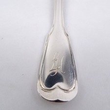 Koch & Bergfeld Altfaden Fischgabel 800 Silber Halbmond Krone L 17 cm Monogramm