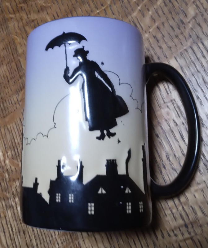 Disney Parks Mary Poppins Silhouette Coffee Mug 3D Embossed ~5" High~3" Diameter