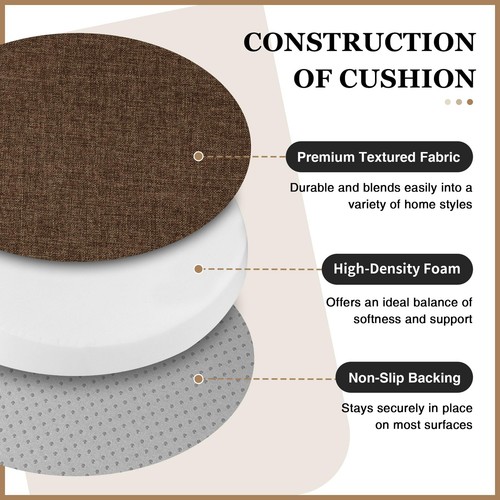 Round Chair Cushion Bar Stool Seat Cushion for Kitchen Dining Office Chairs S... - Picture 2 of 9