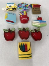 Set 10 Button Covers School Theme Apples Teacher Books Bus 