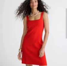 J.Crew Red Squareneck Mini Knt Dress NWT Small
