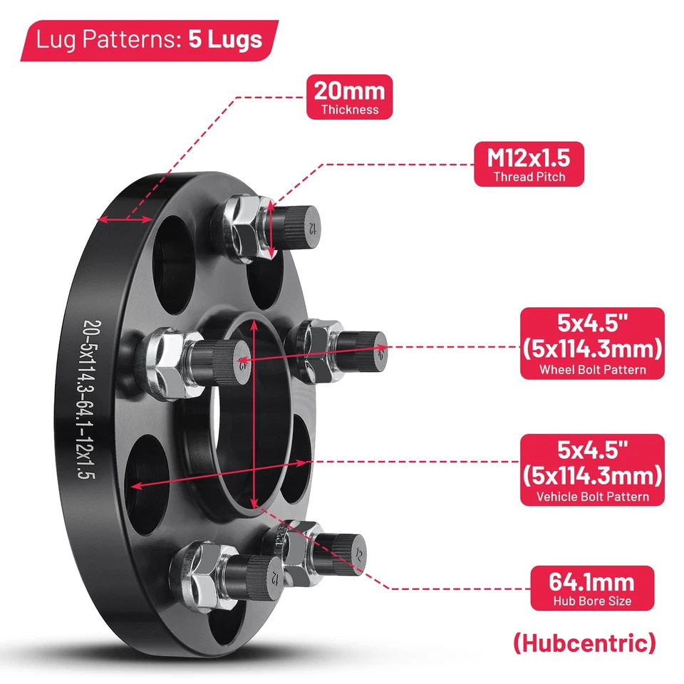 2x 20mm 5x4.5(5x114.3) Hubcentric Wheel Spacers For 2000-2009 Honda S2000 Foto 2 de 4