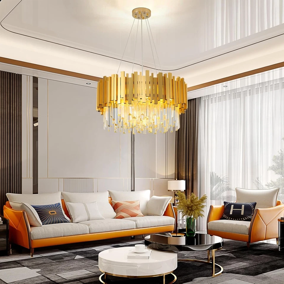 Cristallo Moderno Lampadario 2 in 1 Lusso, 9*E14 Rotondi per Soggiorno, Cucina,  - Immagine 3 di 4