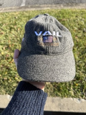 Vintage Vail Colorado Ahead Extreme 2003 Charcoal Wool Leather Strapback Cap