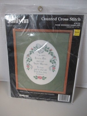 Janlynn   Cross Stitch Kit  ''ROSE WEDDING SAMPLER'' KIT  #114-13   VTG 1990   NIP