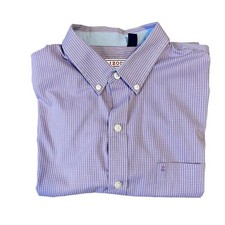 IZOD gingham button down shirt non iron stretch purple Mens size large