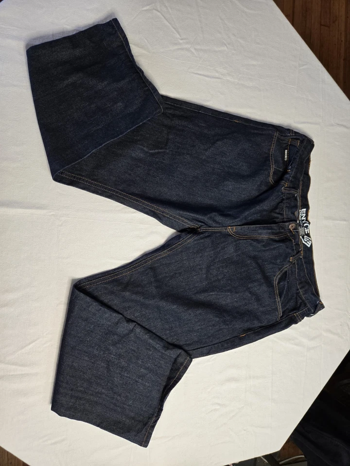 jeans vintage azul anos 90 folgado y2k grunge skatista perna larga punk denim enyce 46x30 - Imagem 2 de 4