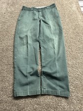 Vintage 80s 90s Dickies USA Made 874 Work Pants 32x29 Lincoln Green Gold Zipper