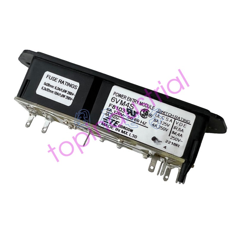 1pcs TE/CORCOM Power Entry Module 6VM4S F8103 Filter 6A~120V, 4A~250V