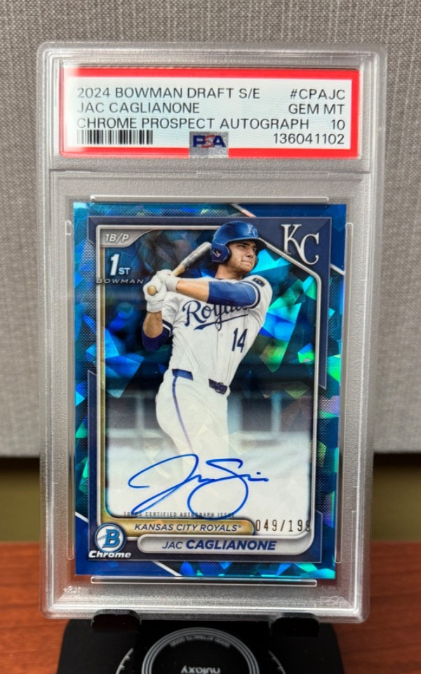 2024 Bowman Chrome Draft Sapphire Jac Caglianone Auto Refractor Blue /199 PSA 10
