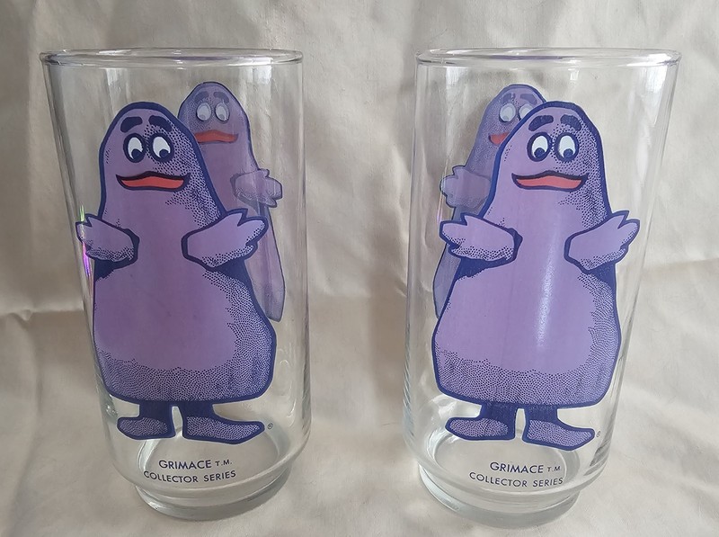 McDonalds 1970s Grimace Glasses, Set Of 2, Collector's Series