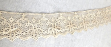 LACE Trim 2.75"x18.5" vintage cream antique on netting very old