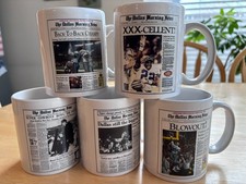 5 PC. Set Dallas Morning News Front Page - Cowboys 5 Super Bowl Coffee Cups
