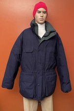 Men  s XL Eddie Bauer DOWN GORE-TEX Ridge Line Parka Coat Jacket Navy Blue EUC