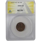 1910 Lincoln Wheat Cent AU 55 ANACS Penny 1c Coin SKU:I24912
