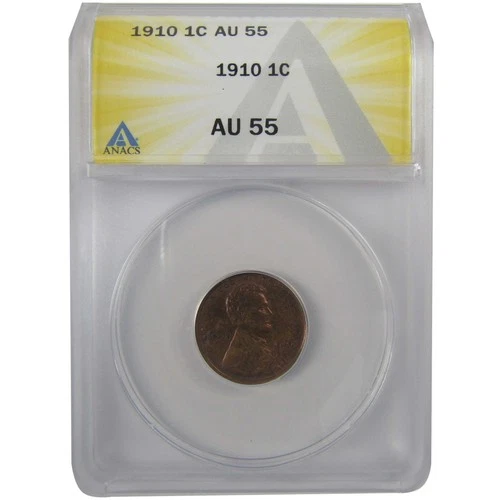 1910 Lincoln Wheat Cent AU 55 ANACS Penny 1c Coin SKU:I24912
