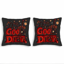 Set of 2 18x18in Throw Pillow Covers with Bold ' It ' s a Good Day ' Design 