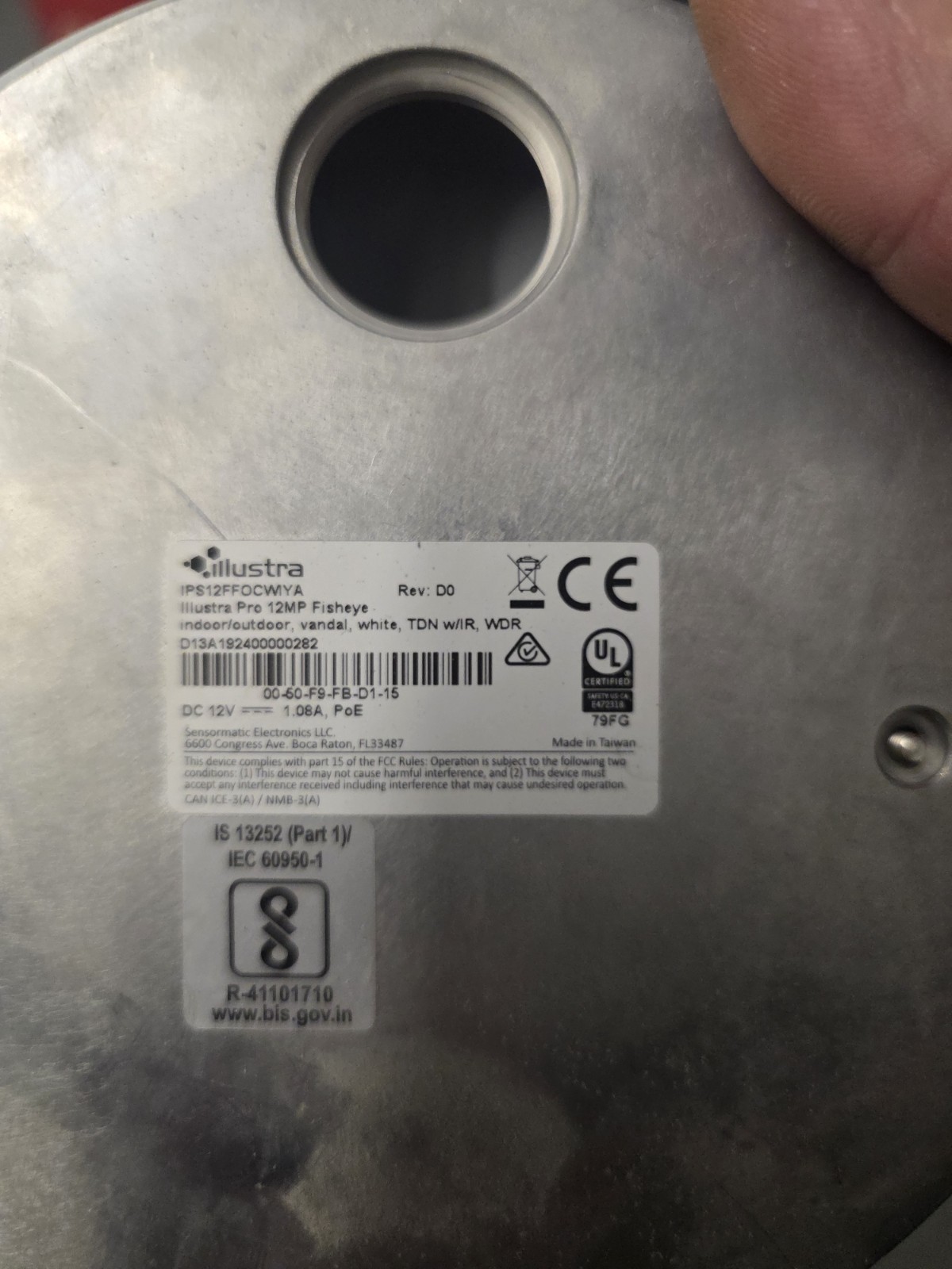 American Dynamics IPS12FFOCWIY Illustra Pro Wired Fisheye Security Camera