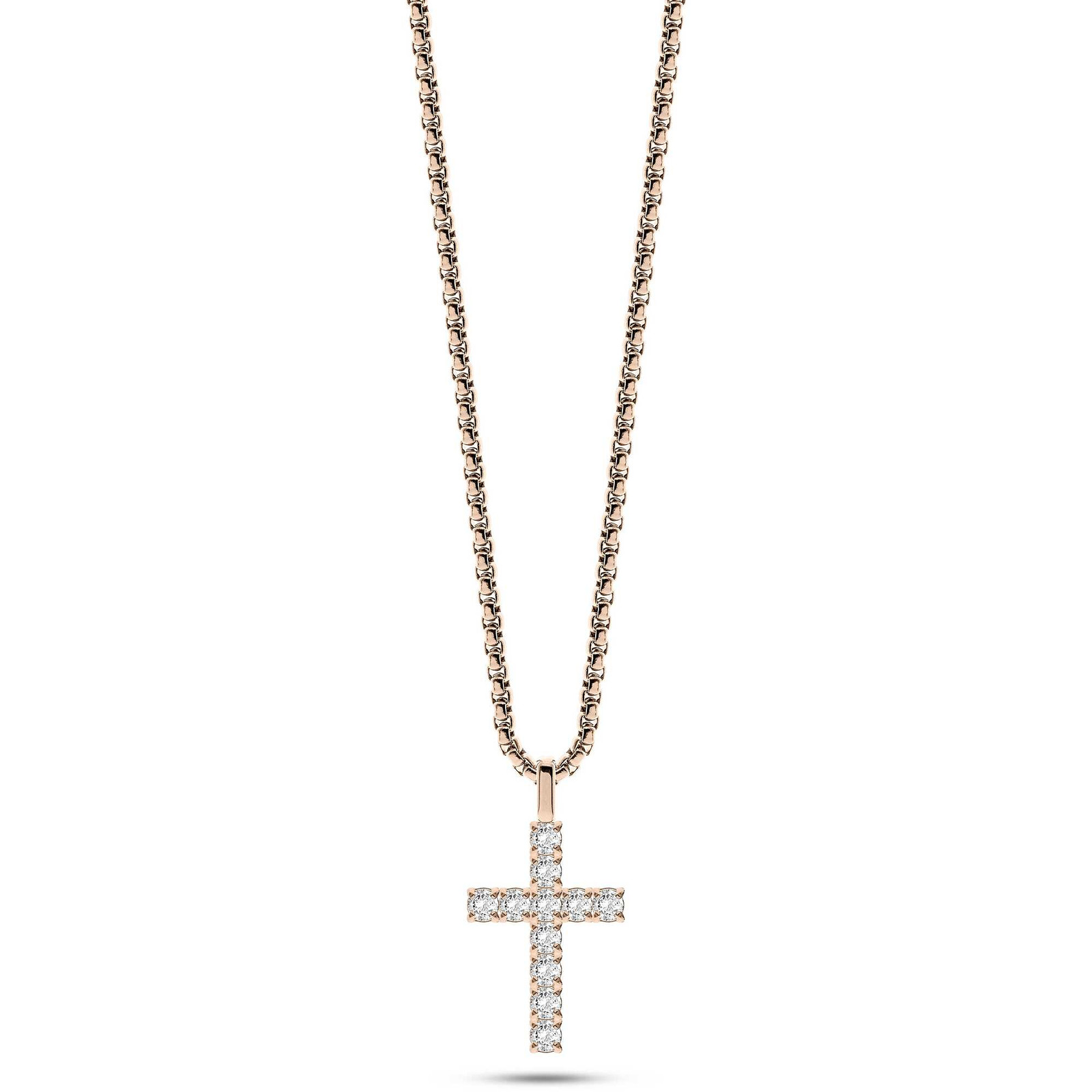 LIU JO LUXURY Mens Necklace MLJ515 Stainless Steel Gold Rose Cross