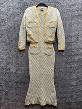 Vintage 90's Chanel 97P Tweed Cardigan  Maxi Dress Two-Piece Set Womens Size 40
