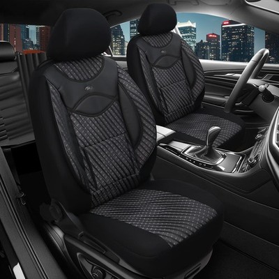 2x Sitzbezüge passend für Opel Mokka B ab 2021 (Schwarz-Grau) | PRIME