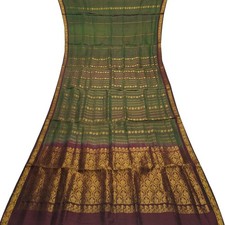 Vintage Green Dual Tone Sarees 100 Pure Silk Zari Handwoven Sari 5YD Fabric