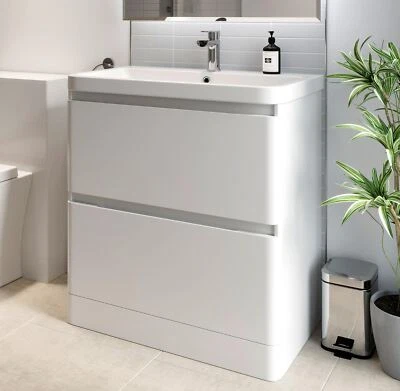 AURORA Regis Forma White Gloss Freestanding Vanity Unit with Basin - 800mm