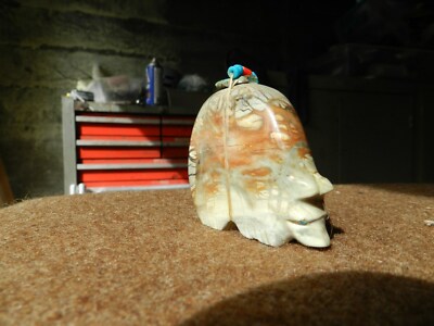 LARGE,ZUNI,BEAR,FETISH,(S).STEWART LASILOO,MULTI-COLOR STONE,WITH SPIRIT BUNDLE
