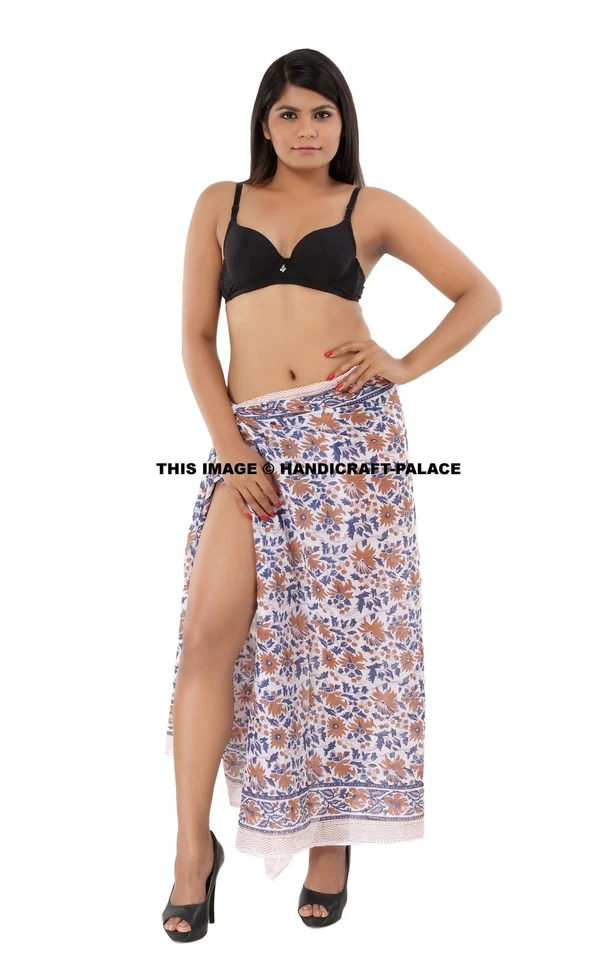 10 PC Menge Hand Block Druck Damen Strandkleid Bedecken Kaftan Sarong Somme Wrap - Bild 3 von 4