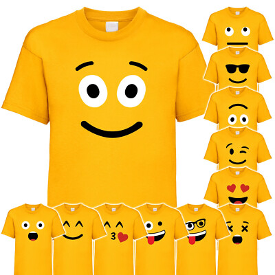   T-Shirt Emoji Kinder   Gruppenkostüm Smiley   Shirt gelb Kostüm Karneval  