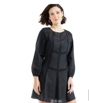 Outerknown Elliott Mini Dress Size Small Black Organic Cotton NWT