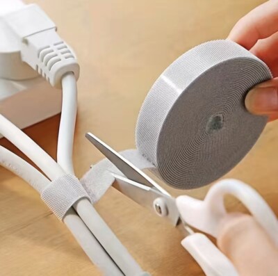 Wiederverwendbare Kabelbinder Nylon Zip Tie Wraps starkes Band 3m lang Hakenschlaufe grau